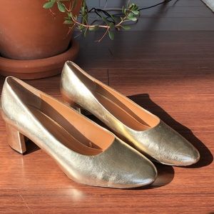 ZARA  | Metallic Gold Block Heel